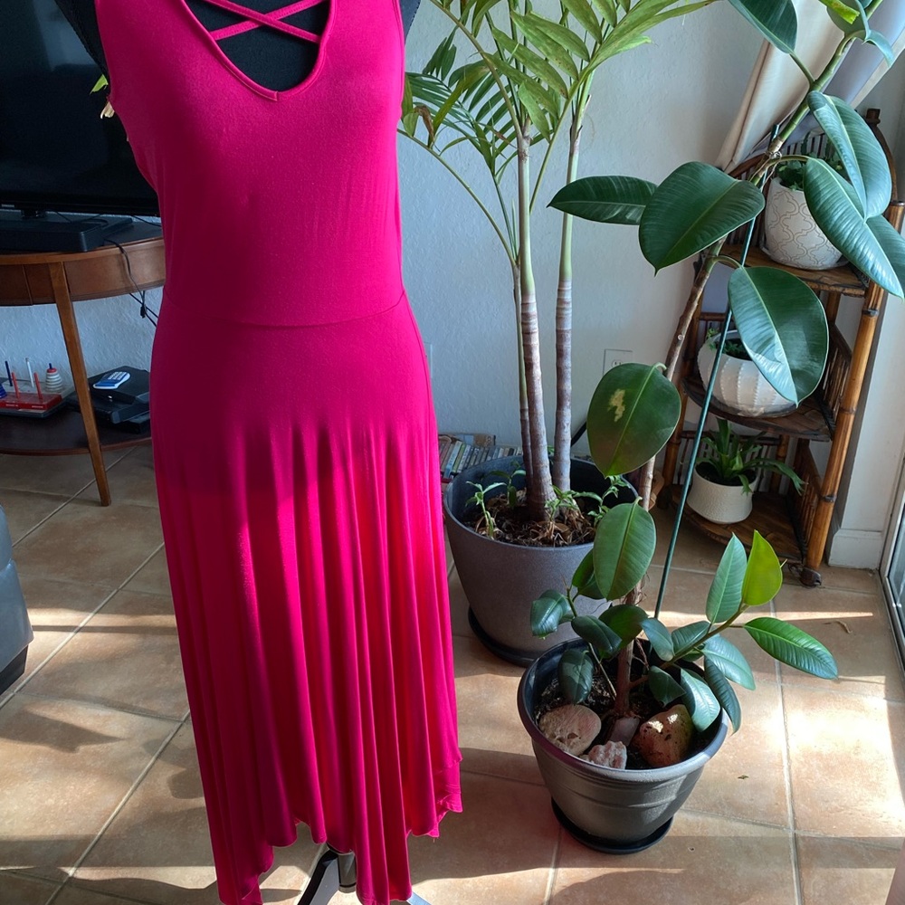 Spense Pink High Low Sundress V-Neck Sleeveless - Picture 5 of 5